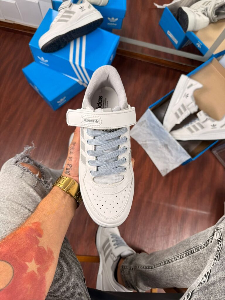 Tênis Adidas Fórum Low Branco Cinza Masculino Premium