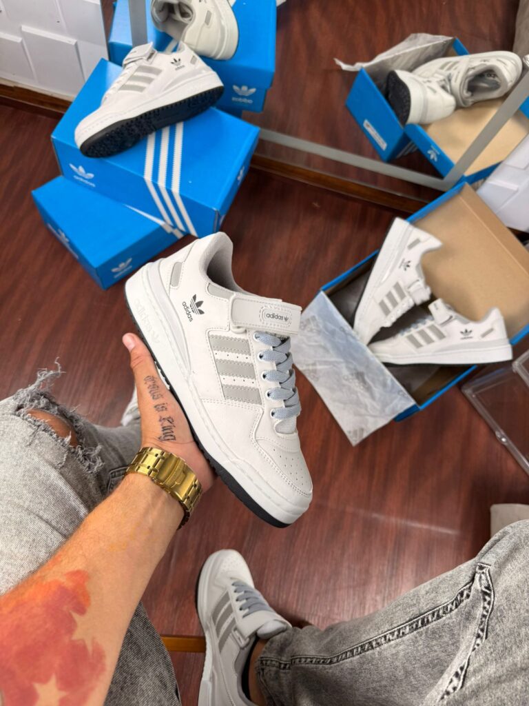 Tênis Adidas Fórum Low Branco Cinza Masculino Premium
