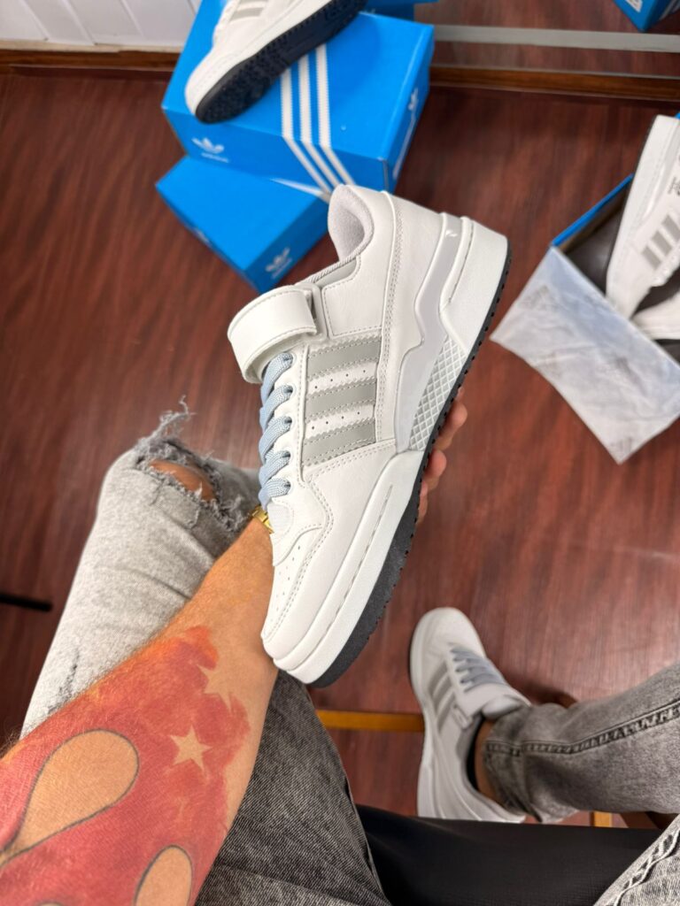 Tênis Adidas Fórum Low Branco Cinza Masculino Premium