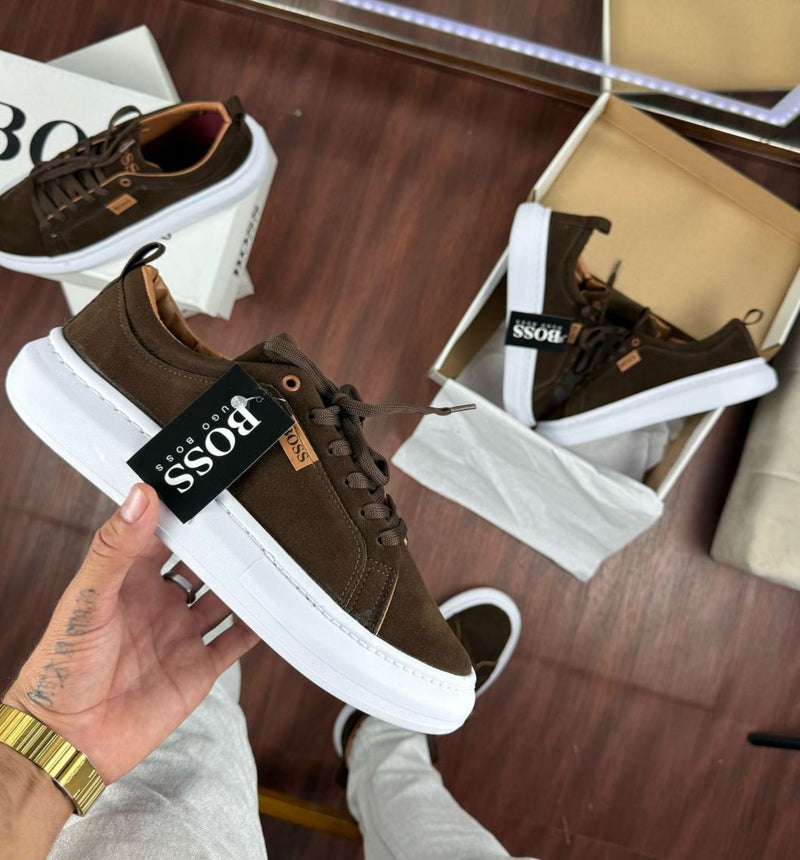 Tênis Hugo Boss Casual Marrom Masculino Premium