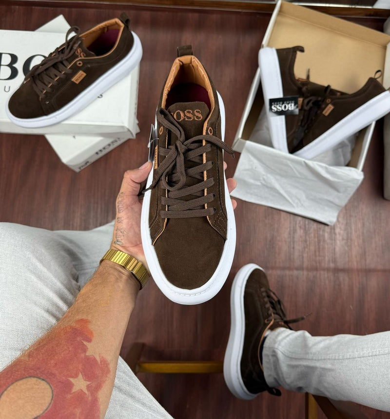 Tênis Hugo Boss Casual Marrom Masculino Premium